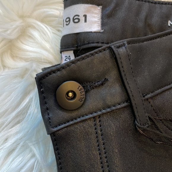 NWT DL1961 Emma Power Legging Leather & Coated Jeans Poseidon - Picture 7 of 17